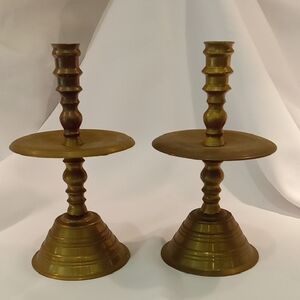 Set Of 2 Vintage Brass Candle Holders